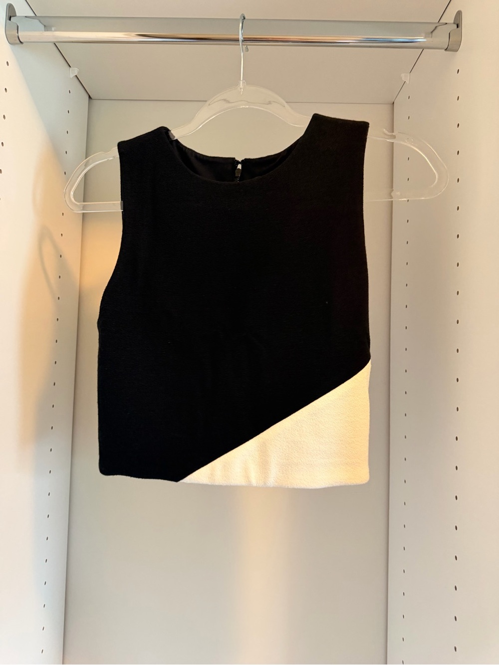 Alice + Olivia Black and White Asymmetrical Crop Top